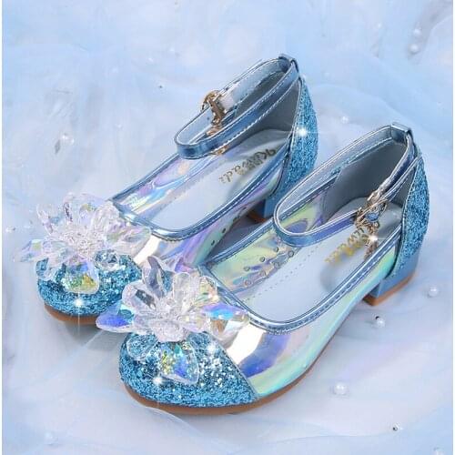 Summer girl princess low heel shoes sequined patent leather crystal sandals fashion party dance show child birthday gift