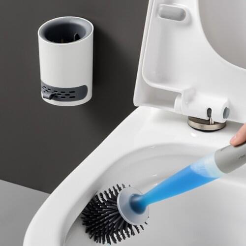 New Liquid-Filled Toilet Brush Toilet No Dead Ends Cleaning Brush Free Punch Wall-Mounted Toilet Brush Set Bathroom Accessories