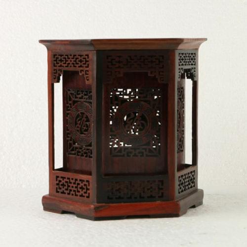 Exquisite CHINESE Rosewood Pen holder Handwork Carved Polygon Hollow Brush Pot