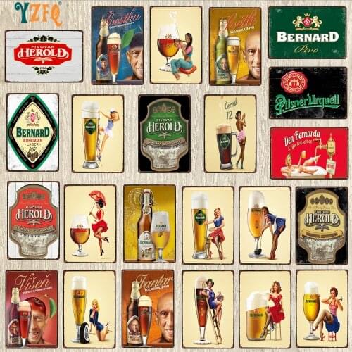 [YZFQ ] Czech Beer Vintage Signs Metal Retro Plates For Wall Bar Home Pub Art kitchen Restaurant Decoration 30X20CM DU-10032A
