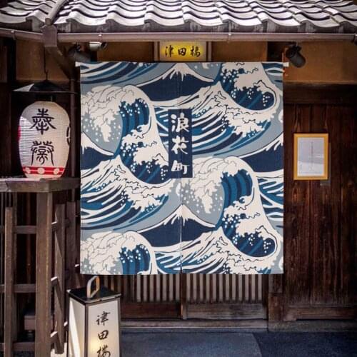 Japan Style Ukiyoe Door Curtains for Door Kitchen Cotton Linen Short Valance New Home Decoration Partition Rideaux JS287C