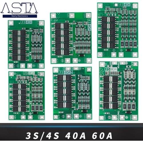 3S/4S 40A 60A Li-ion Lithium Battery Charger Protection Board 18650 BMS For Drill Motor 11.1V 12.6V/14.8V 16.8V Enhance/Balance
