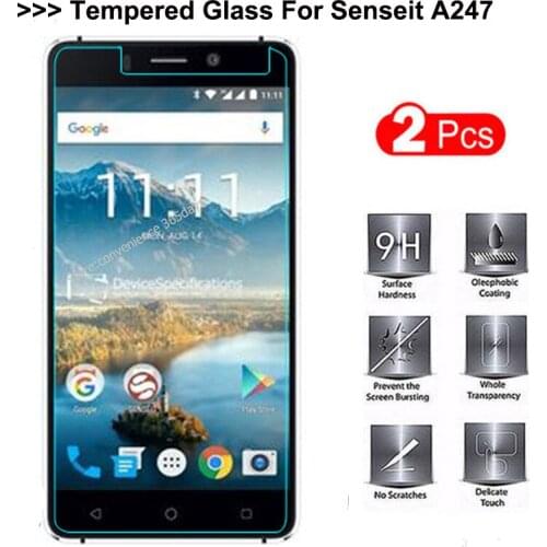 2PCS Senseit A247 Tempered Glass 9H 2.5D High Quality Screen Protector For Senseit A247 Phone Glass Film Protective on A 247