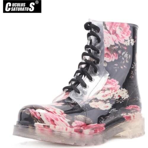 Cuculus New Brand Flat Heel Women Shoes Spring Autumn Ankle Boots women rain Boots Casual British Style rain Shoes CC-003