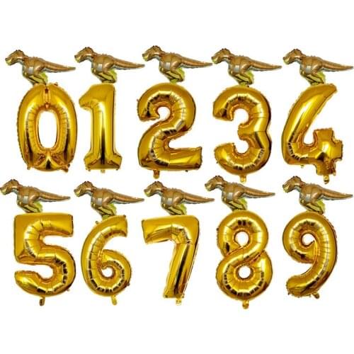 1 set Dinosaur Foil Cartoon 32inch Number Balloons Birthday Decoration Kids' Toys Dinosaur Funny Gifts Baby Shower Party Supplie