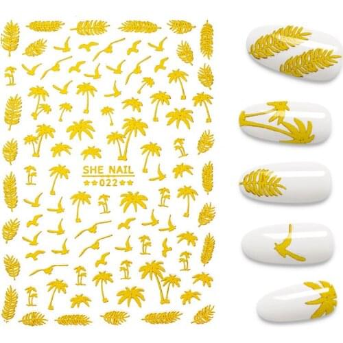 1Sheet 3D Nail Stickers Tips Nail Art Adhesive Decals Cool Design Nail Wraps Manicure
