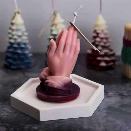 1PC Hand Of Blessing Candle Mold Candle Molds DIY Material Candle Making Supplies Hands Combined Prayer Blessing Silicone Mold