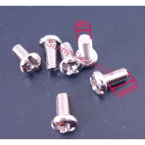 100 pcs M3 Screw M3x6 Diameter 3mm Length 6mm Stainless Steel