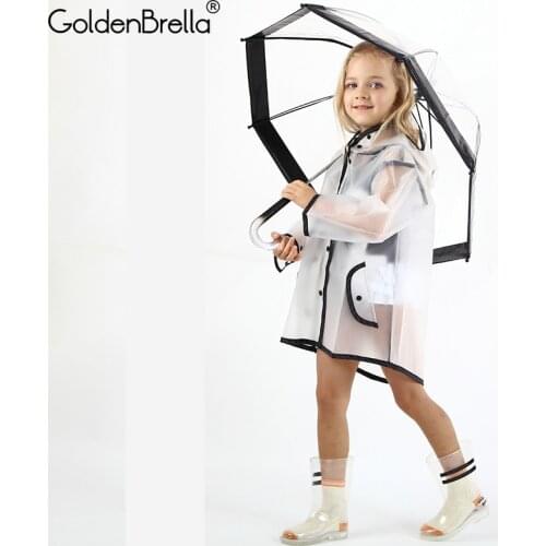 2018 Transparent Waterproof Childrens Raincoat EVA Rain Coat Girls Windproof Poncho Kindergarten Kids Baby Rainwear Rainsuit