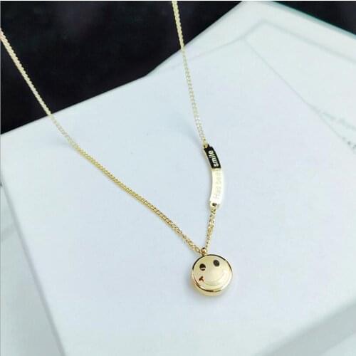 316L Stainless Steel 2020 New Fashion Fine Jewelry Zircon Smiley Has Heen Smlie Choker Collier Necklaces & Pendants For Women