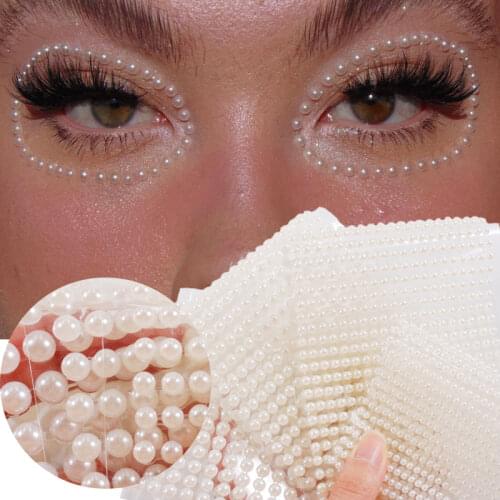 3D Pearl Eyes Face Jewels Sticker Temporary Tattoo Beauty Festival Self Adhesive Body Art Diamond Stickers Nail Decorations