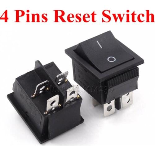 KCD4-201 25X31mm 4 Pins Reset Switch 16A 250V 20A 125VAC Snap in Black Big Rocker Switch