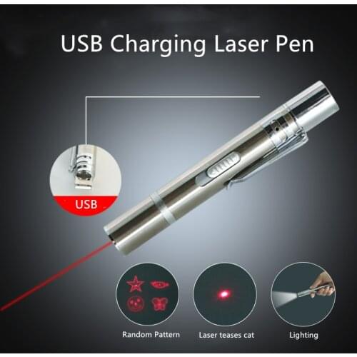4 Pattern Changes Laser Cat Toys Stick USB Rechargeable Interactive Cat Toy Laser Pen Funny Pet Training Supplies for Cats Toys