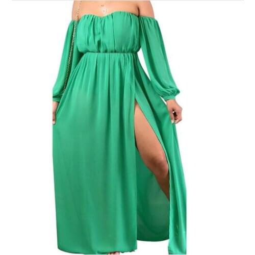 White Dress Women Off Shoulder Summer Sexy White Maxi Long Sleeve Dresses High Split Party Elegant Dress Vestidos