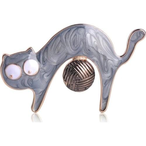 Blucome New Lovely Cat Shape Cloisonne Enamel Brooches For Clothes Scarf Accessories Backpack Pin Clip Girl Boy Brooch Jewelry