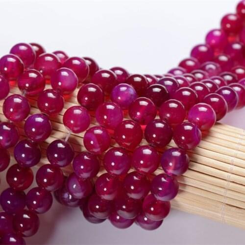Joanlyn Grade A Natural Rose Red Agate Beads 6mm-10mm Smooth Polished Round 15 Inch Strand AG07