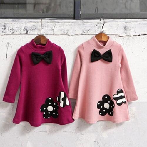 Girls Dress Children Clothes Kids Baby Thick Cotton Velvet Dress Girls Fashion Embroidered Flower Dress Fashion Garment Spring