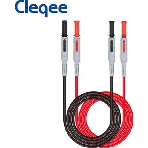 Cleqee P1032 4mm Banana Plug Test Lead Dual Ended Banana Plug Test Cable 1000V 15A 1M for Multimeter Testing