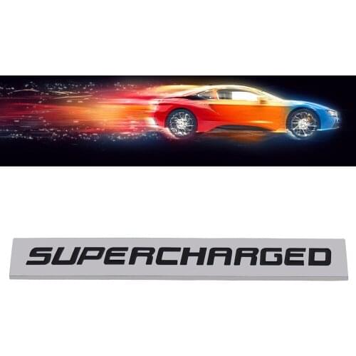 Chrome Black SUPERCHARGED Engine for Fender Trunk Lid Emblem Decal Badge Sticker
