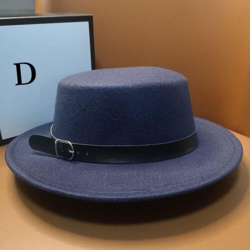 HT214 2020 Fedora Hat Retro Felt Hat Women European Novelty Flat Top Hats Women And Men Cap Street Fashion Wild Trend