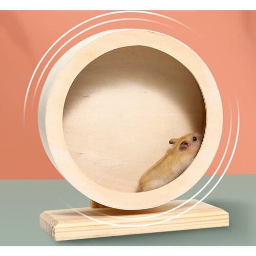 Hamster Roller Wheel Natural Wood Play Toys Chinchilla Guinea Pig Squirrel Toy Rotate Running Exercise For Small Pets Bogie