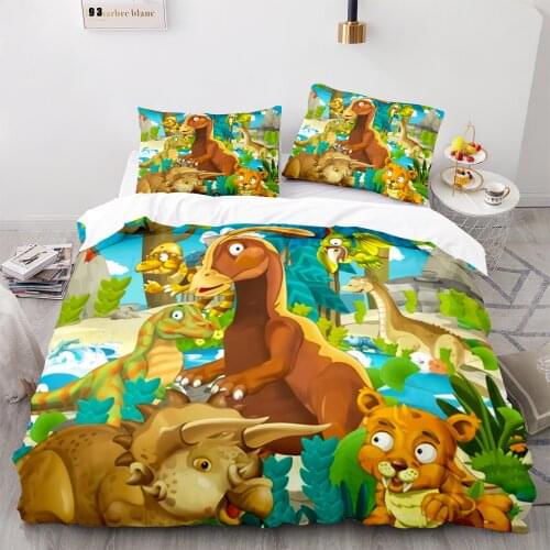 Dinosaur Bedding Set Single Twin Full Queen King Size Animal Dinosaur Bed Set Childrens Kid Bedroom Duvetcover Sets 009