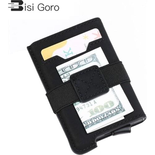 BISI GORO PU Leather Wallets Automatic Pouch for Credit Card Men and Women Unisex High Quality ID Case RFID Credit Card Holder