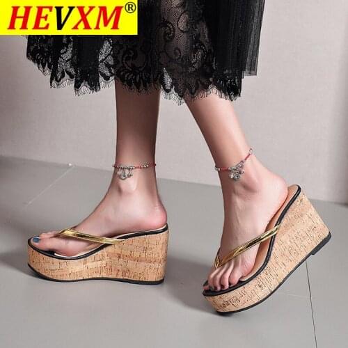 HEVXM Summer New Outdoor Sexy Flip Flops Shallow Platform Wedges Heel Slippers Women Fashion High Heels Sandals Female Shoes