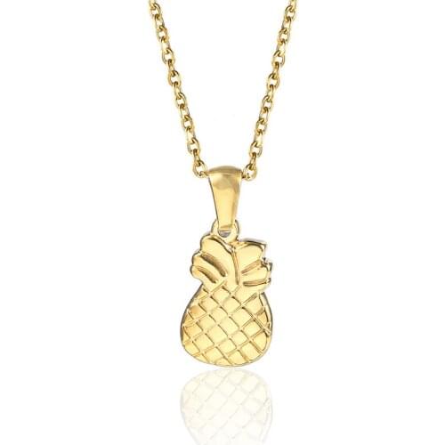 RIR Fashion Gold Statement Pineapple Necklace Pendant Fruit Necklaces For Women In Stainless Steel
