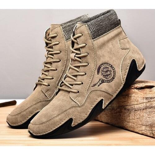 Mens shoes spring 2021 mens Martin boots mens high-top British style mid-top socks casual leather shoes