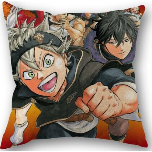 Anime Black Clover Pillowcase Cotton Linen Fabric Square Zippered Pillow Cover For Home Wedding Decoration 45X45cm Not Fade