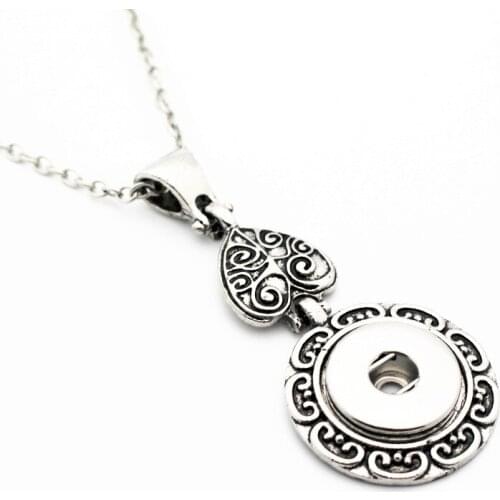 Wholesale 5pcs/lot DIY Pendants Antique Silver Vintage 18mm Snap Pendant Necklace For Women Snap Buttons Jewelry
