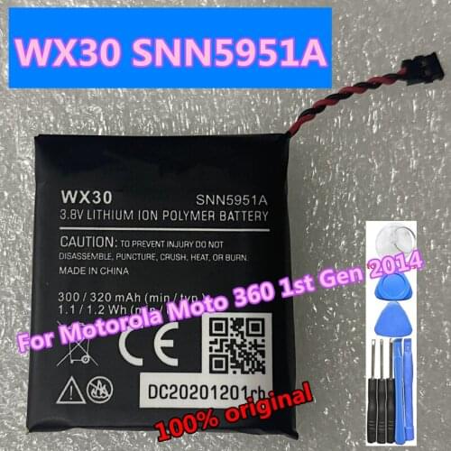 Original 330mAh WX30 SNN5951A Mobile Phone Replacement Battery Bateria For Motorola Moto 360 1st-Gen 2014 Smart Watch Batteries