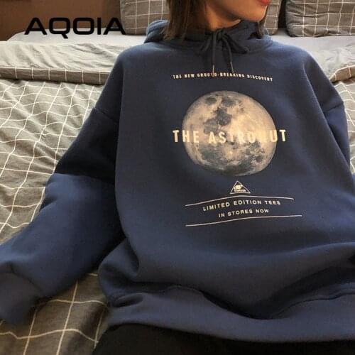 2020 Autumn Streetwear Earth Printing Loose Womens Hoodies Sweatshirt Plus Size Women Sweatshirt Winter Fashion Female Hoodies