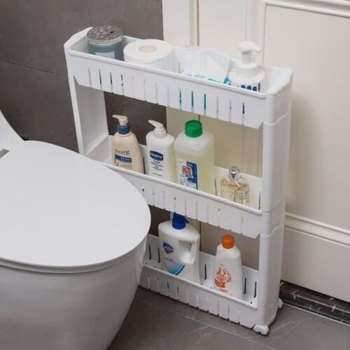 Storage Shelf Plastic Subdries Rack Movable Interspace Storage Racks Refrigerator Space Rack with Roller Kitchen Organizer