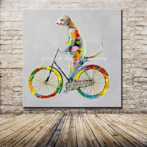 Mintura Pop Art Poster Handpainted Modern Abstract Cartoon Animal Oil Painting On Canvas Wall Picture For Living Room Home Decor