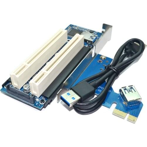 PCI-E To Dual PCI Riser Card Extender Desktop PCI Express Expansion Adapter For PC Computer Windows XP LINUX Vista