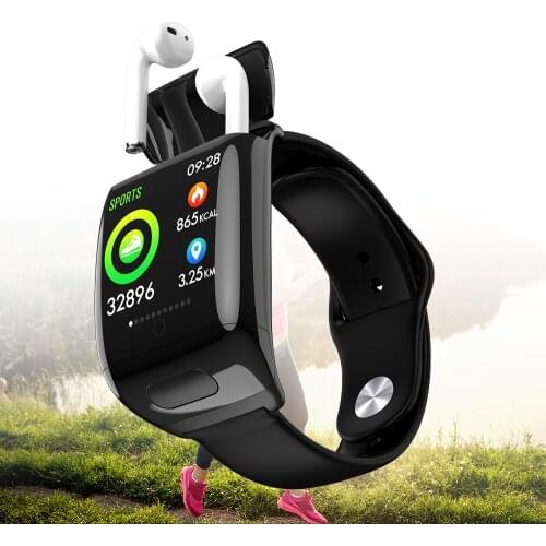 New Smart Watch TWS Headset Men Women Wireless Bluetooth Earphone 2 In 1 Heart Rate Blood Pressure Fitness Tracker Smartwatch