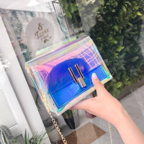 Crossbody Bags for Women 2020 New Trendy Small Square Bag Female Wild Messenger Transparent Jelly Chain Bag