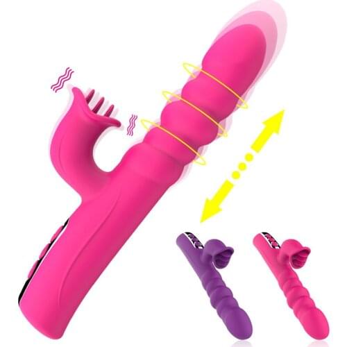 Rabbit Vibrator Telescopic Vibration G spot Dildo Vibrator Female Masturbation Sex Toys for woman Licking Vibrator for Orgasm