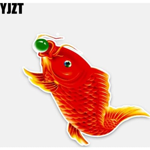 YJZT 15CM*13CM Fashion Koi Carp Has Fish Auspicious PVC Car Exterior Decal Car Sticker 5-0261