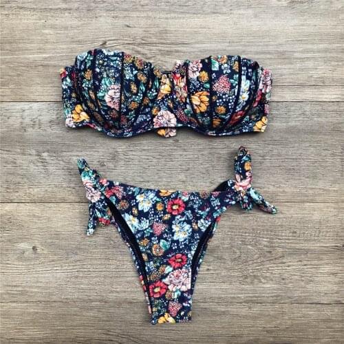 TELOTUNY Womens swimsuits Fashion Women Sexy Floral Print Breast Pad Split Swimwear brazilian Summer Beach Bathing Suit