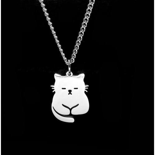 2021 New Korea Fashion Cute Cat Titanium Steel Necklace Pendant Lovely Contracted Cat Necklace for Woman Jewelry Wholesale