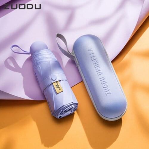 ZUODU Mini Capsule Ladies Parasol Sun UV Protection Women Ultra Light Umbrella Rain Folding Portable Compact Umbrella Gift Ideas