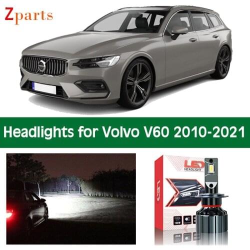 1 Pair Car LED Headlight For Volvo V60 2010 - 2021 Canbus Headlamp Lamp Low High Beam Bulbs Lighting Light Accessories Parts