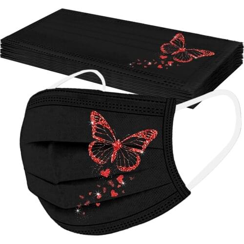 10pc Butterfly Masks For Face Women Fashion Disposable Face Mouth Masks 3ply Three Layers Summer Protec Maske No Decoration
