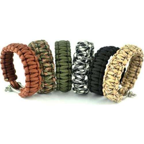 2pcs) Outdoor Survival Paracord Bracelet 7-core Paracord Stainless U/O Buckle Anchor Shackle