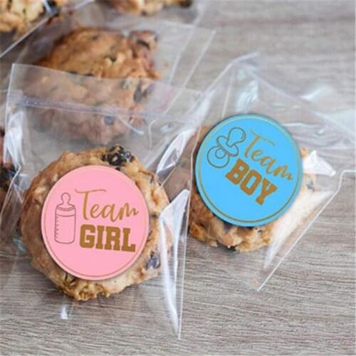 20pcs 4cm Round Hot Stamping Team Boy Team Girl Sticker Boy Girl Gender Reveal Sticker Baby Shower First Birthday Party Supplies
