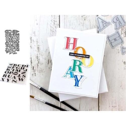 2021 Uppercase English Letters Metal Cutting Dies and Clear Stamps Scrapbook Craft Stencil Seal Sheet Decor Embossing Template