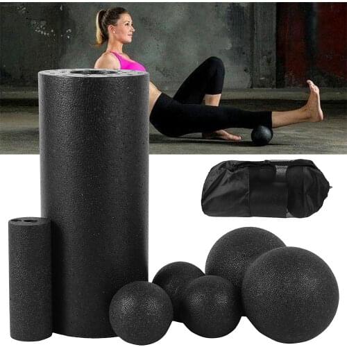 5pcs Yoga Equipment Fitness Ball Foam Roller Set Women Yoga Foam Block Roller Peanut Ball Set Yoga Massage Roller Relax Exercise